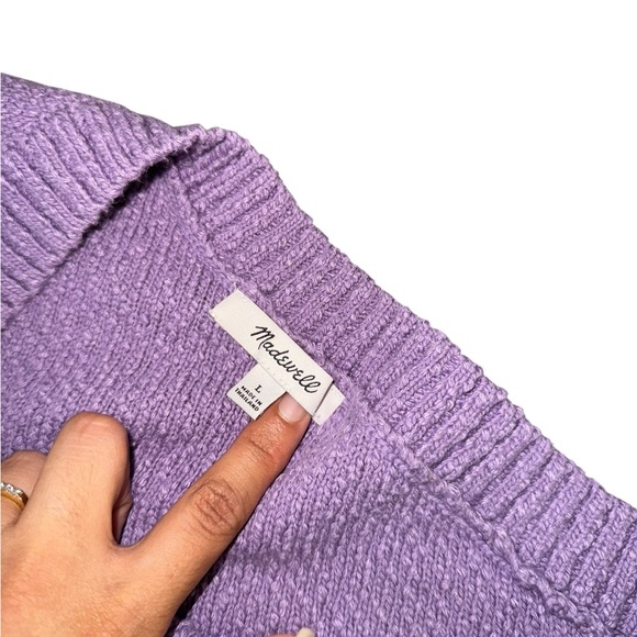 MADEWELL Textural Purple One-Shoulder Knit Top - Picture 7 of 10